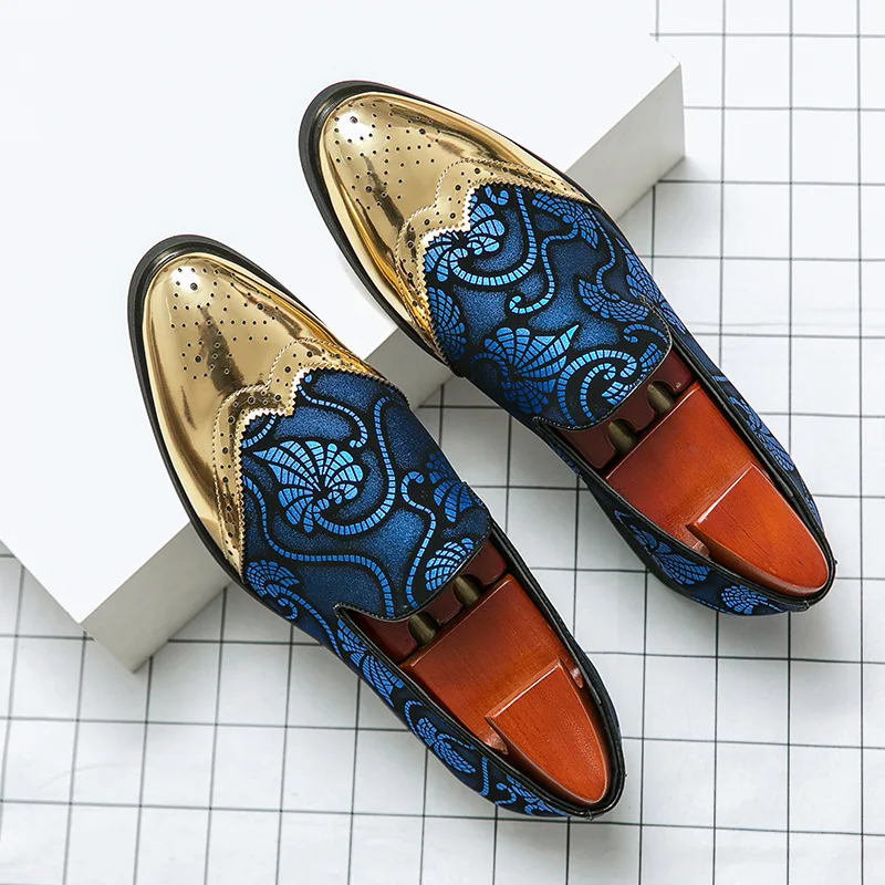 New Men Business Dress Leather Shoes Trendy Colorful Slip on Lazy Casual Leather Shoes Nightclub Hairstylist Wedding Men's Shoes