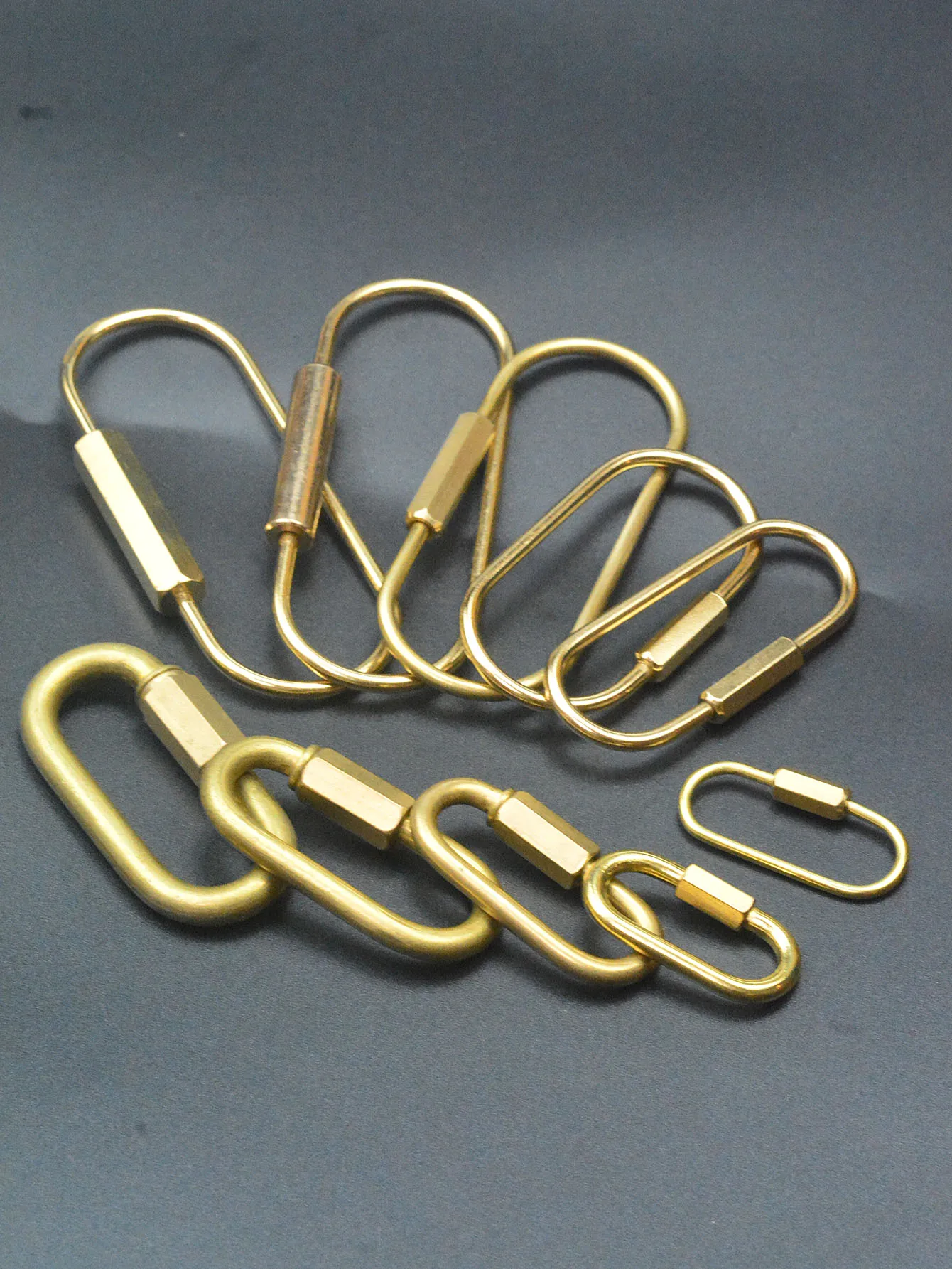 Extra large and small Solid brass wire wrap run course oval Screw Lock Carabiner Key ring Keychain DIY EDC housewarm gift