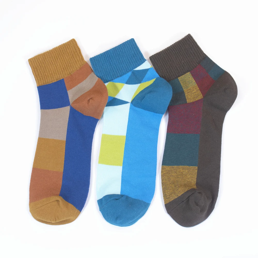 New Men's Spring and Summer Cotton Multicolor Short Socks High Quality Compression Fashion Happy Novelty Low Cut Socks