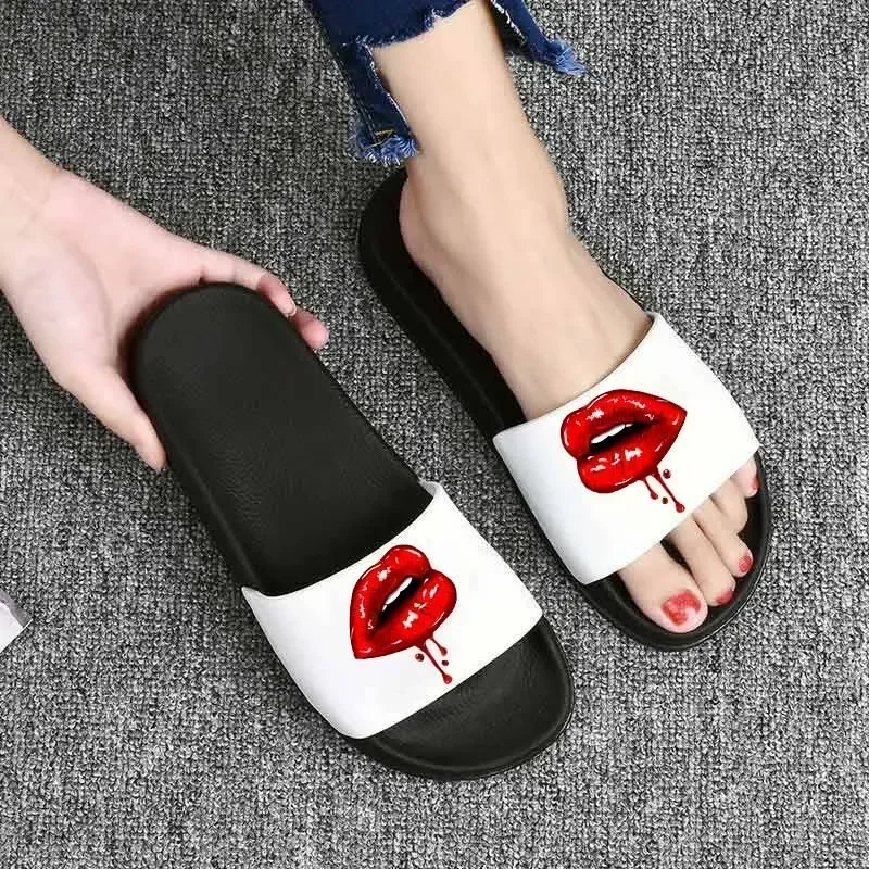 Cartoon lip Women Slippers Cute Red mouth Home Slippers Summer Sandals Slides Women Shoes Flip Flops Sandalias Mujer view 6