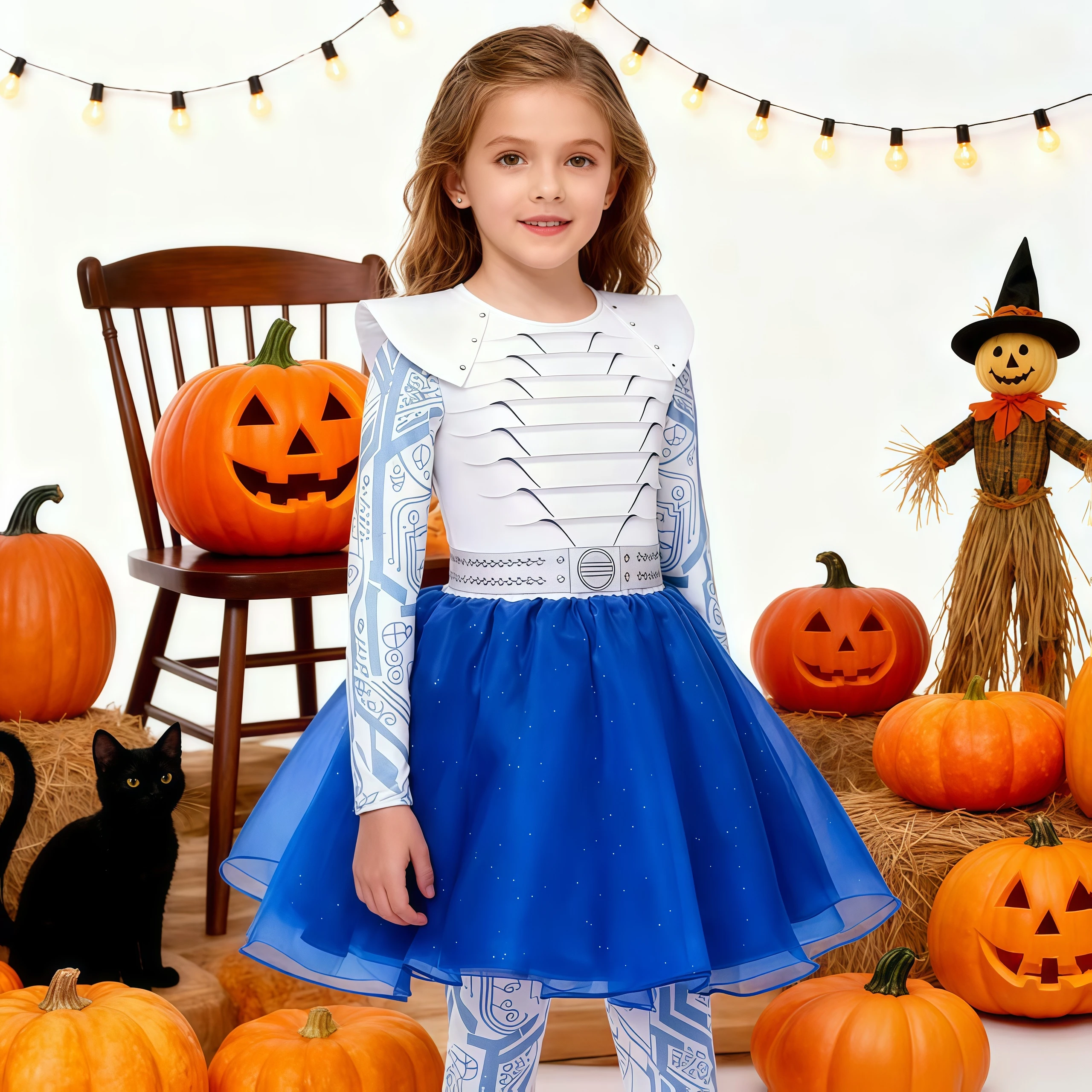 Zombies Addison Alien Kids Clothes Girls Cheerleader Blue Dress For Child Cosplay Halloween Costume Birthday Party Fancy Outfit