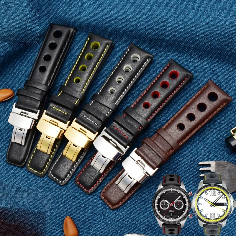 For Tissot Sports Racing Series PRS516 T91 1853 Genuine Leather Bracelet Top Layer Cowhide Watch Band 20mm for Chopin Watchband