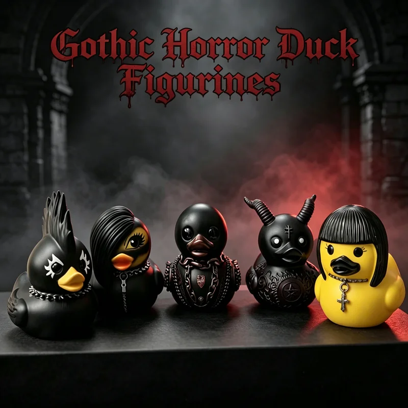 1PCS Halloween Dark Gothic Duck Figurine Resin Duck Toy Sculpture Car Dashboard Desk Ornament Novelty Home Office Party Decor