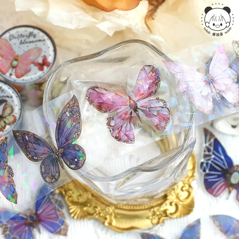 

Vintage Colorful Butterfly Theme PET Decorative Tape Creative Stickers Journal DIY Tape Sticker Stationery Kids Gift wholesale