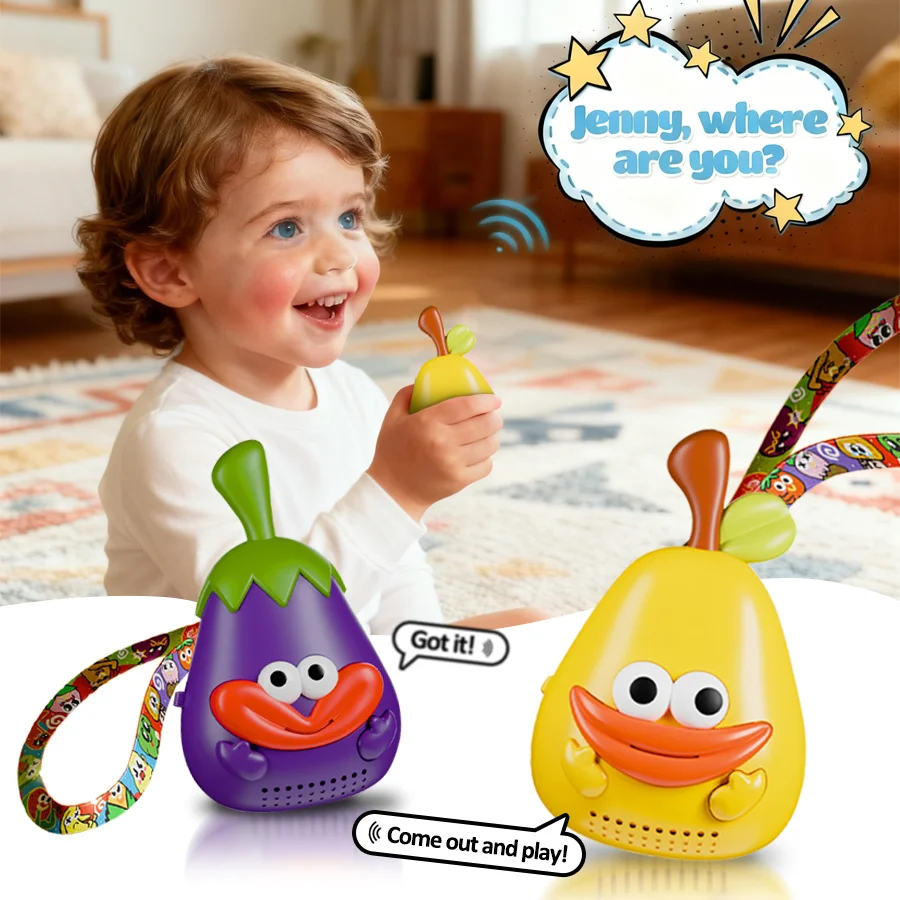 무전기 세트 - 귀여운 과일 및 채소 모양, 500-800M 장거리, 캠핑 및 야외 놀이에 적합