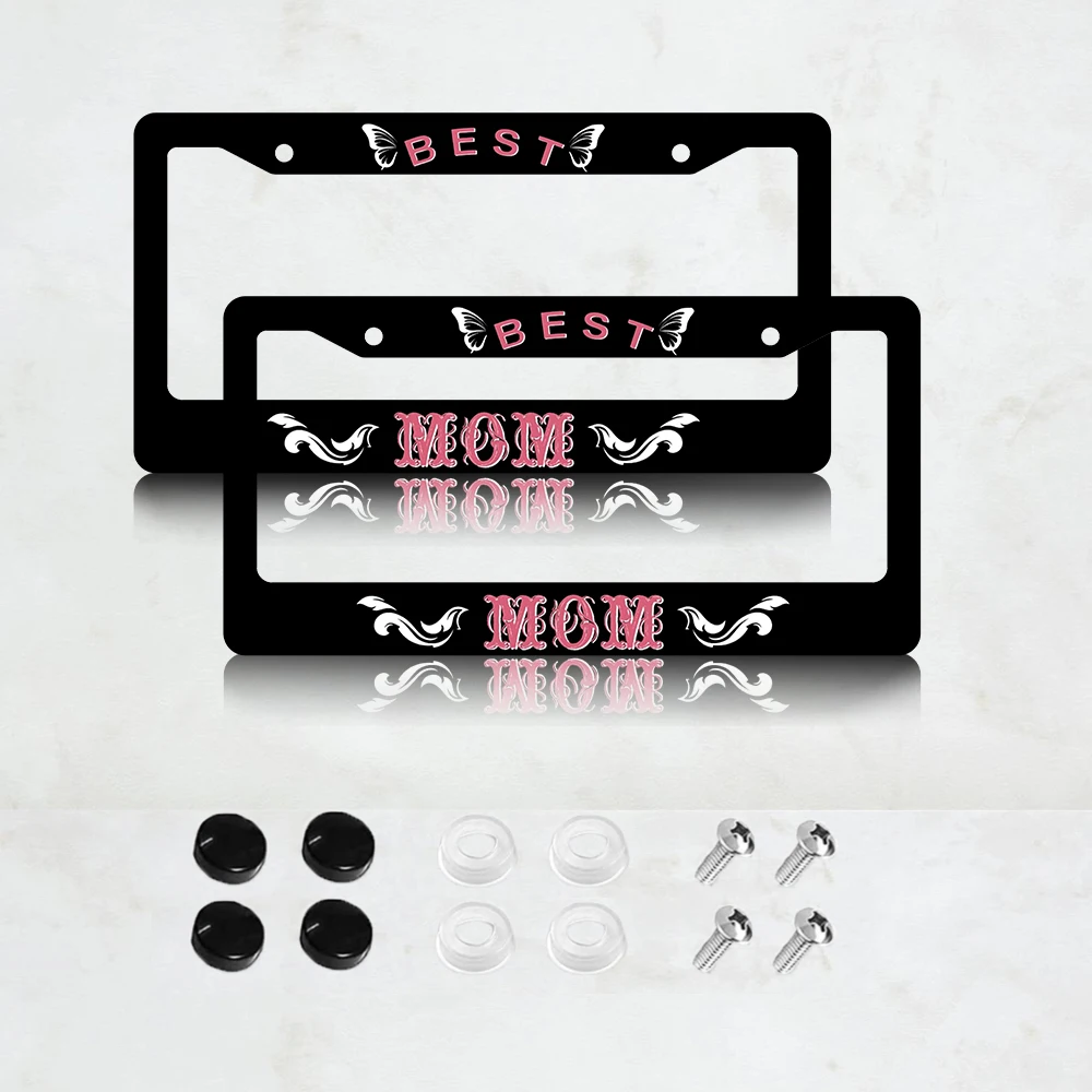 

Рамка для номерного знака «Лучшая мама» из алюминия, 2 шт. – стандартный размер США, декоративный кронштейн для автомобильного номерного знака, 2 отверстия для декора авто