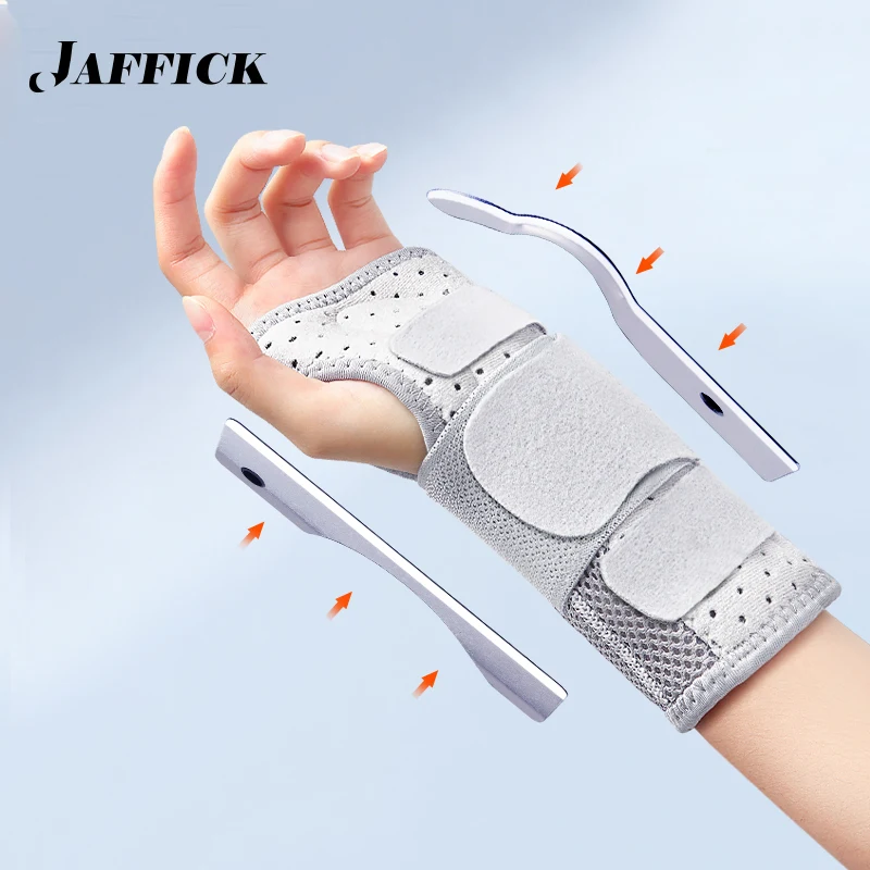 Jaffick Adjustable Wrist Brace Night Support for Carpal Tunnel Upgraded with Double Splint Cushion Pain,Relief Injuries, Sprains