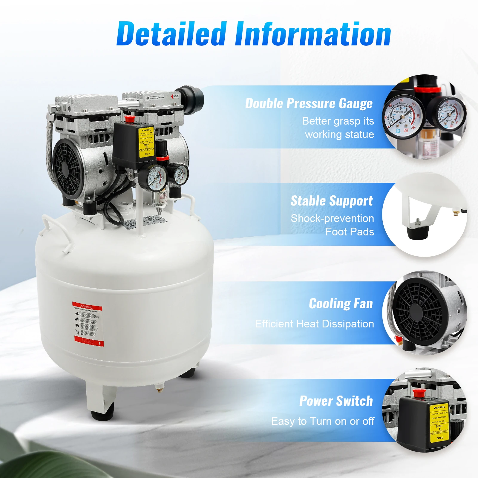 High-Performance Air Compressor – Sturdy Construction and Efficient Cooling Fan