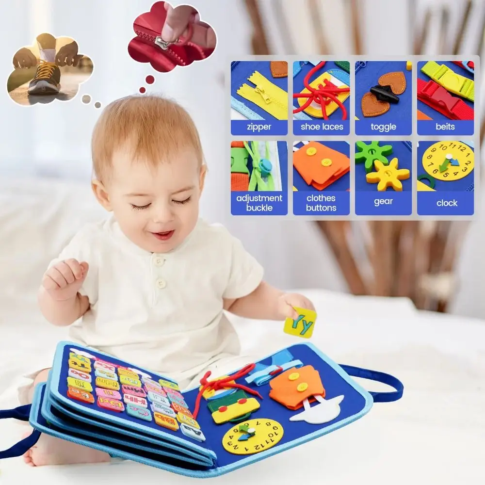 Creative Cute Felt Busy Board Life Skills Cartoon 3D Quiet Activity Book DIY Portable Toddlers Montessori Toys Children Gift
