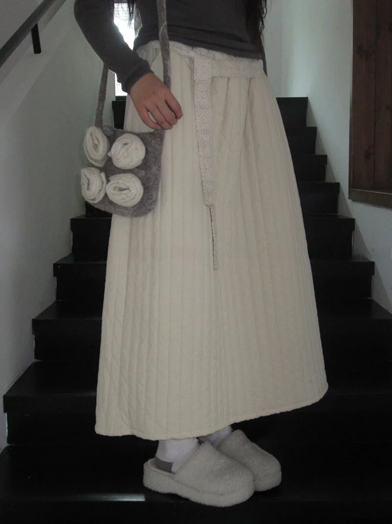 

Simple Japanese Sle Cotton f Skirt Retro mid Waist Midi Skirt Ladies Casual Pure Color A-Line Skirt Loose Fit