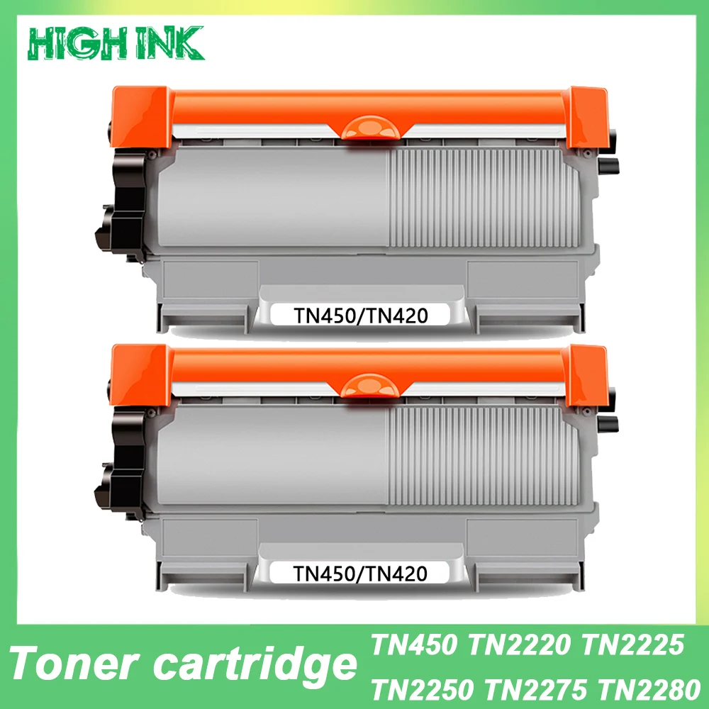 Cartucho de tóner Compatible con Brother TN420, TN450, TN2250, 420, TN2210, TN2260, TN2215, para impresoras MFC 7860DW, DCP-7060D, 2 uds.