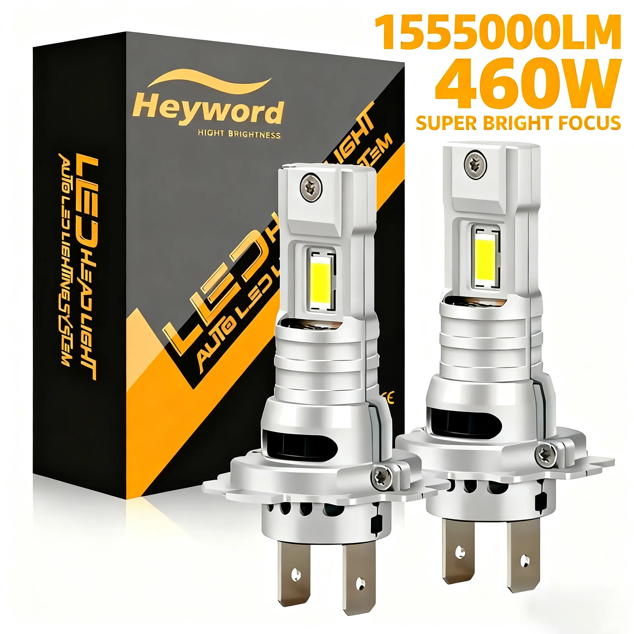 Heyword H7 Lampadina per fari a LED Mini Wireless 460W 155000LM 6500K CSP per fari per auto Lampade a diodi automatici H7 Turbo Led Automobile