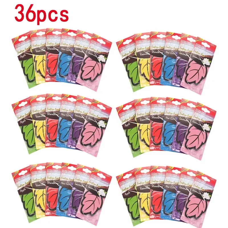 6/12/24/36pcs Car Accessories Interior Car Air Freshener Natural Scented Tea Paper Auto Hanging Vanilla Perfume Fragrance Leaf