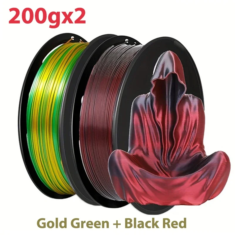

Двухцветная PLA-нить 200 г x 2 для 3D-принтера, двухцветный материал для 3D-печати, 1,75 мм, волшебная сублимация, шелковые нити Duotone