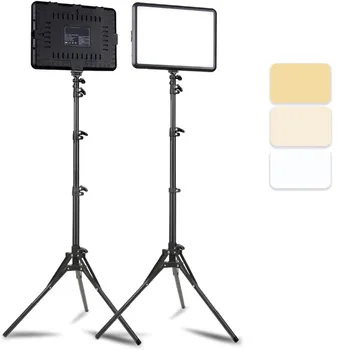 8/12 inch LED Photo Video Light Panel Lighting Photography Studio Lamp Kit with Tripod Stand for Youbube Live Stream Shooting