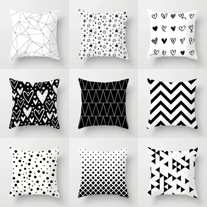 Black and White Geometric Pillowcases Office Living Room Home Pillowcases Car Ornaments