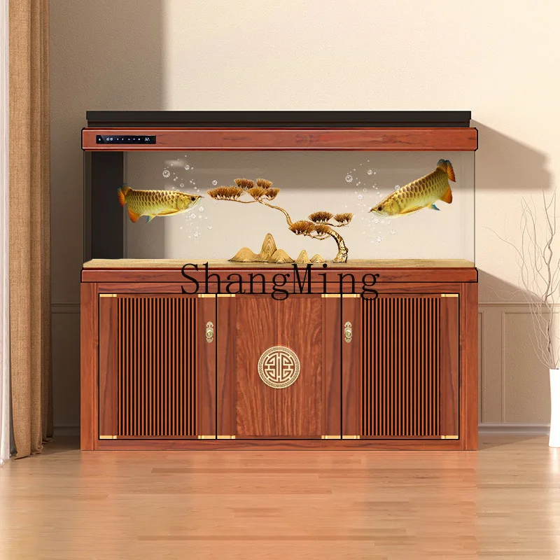 SM new Chinese fish tank living room medium and large ultra-white glass aquarium household floor bottom