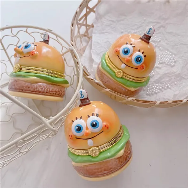 

Cute sponge fort Hamburg ceramic jewelry box creative holiday gift ring box