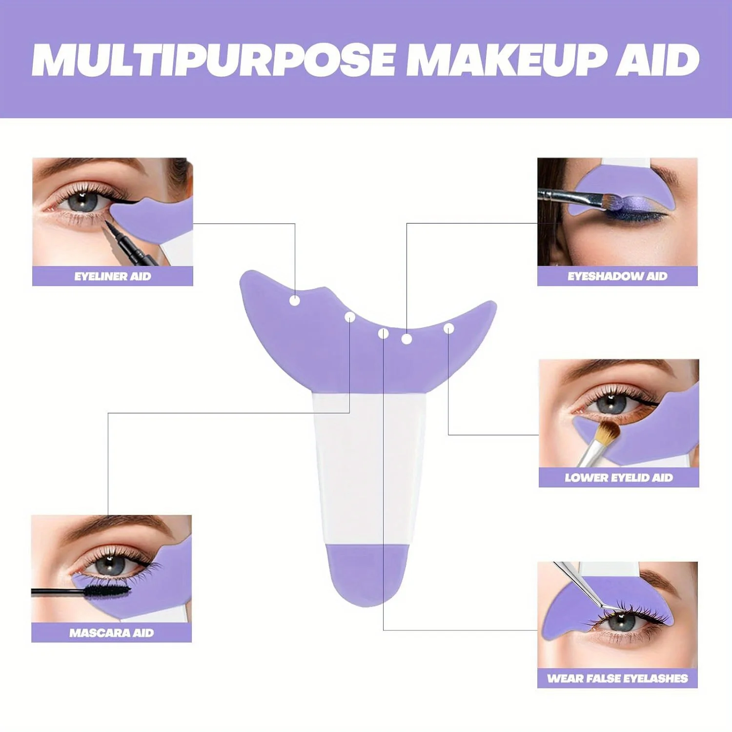 3-in-1 Silicone Eye Makeup Assistant Tool - Mascara Shield, Eyeliner Guide & Detachable Eyeshadow Applicator Eye Makeup Brushes