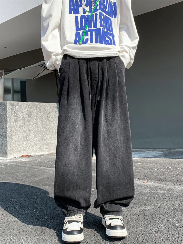 

Waed Denim Jeans Loose Straight Leg Trousers for Men And Women Couple Trendy Brand Oversize Wide Leg Pants Autumn Wear