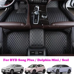 Leather Car Floor Mats For BYD Seal Song Plus Dolphin Mini Seagulls 2024 2025 Waterproof Non-slip Customized Carpet Kit