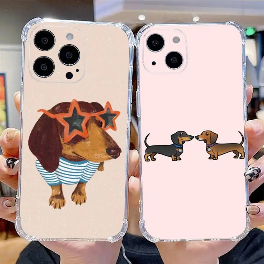 

Sausage Dog Dachshund Phone Case For iPhone 16,15,14,13,12,11 Pro,Max,Plus,X,XS,XR,SE,Mini Transparent Silicone Soft