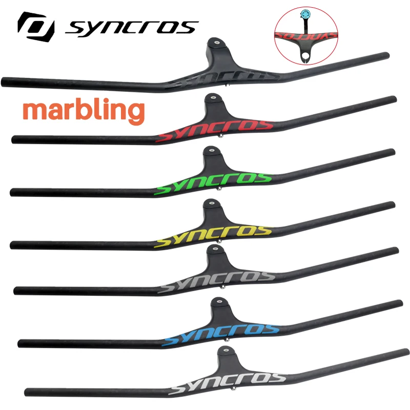 Syncros Carbon Fiber Handlebar Multiple Colour MTB Integrated Handlebar Stem -17De gree 70/80/90/100/110mm bike farme parts