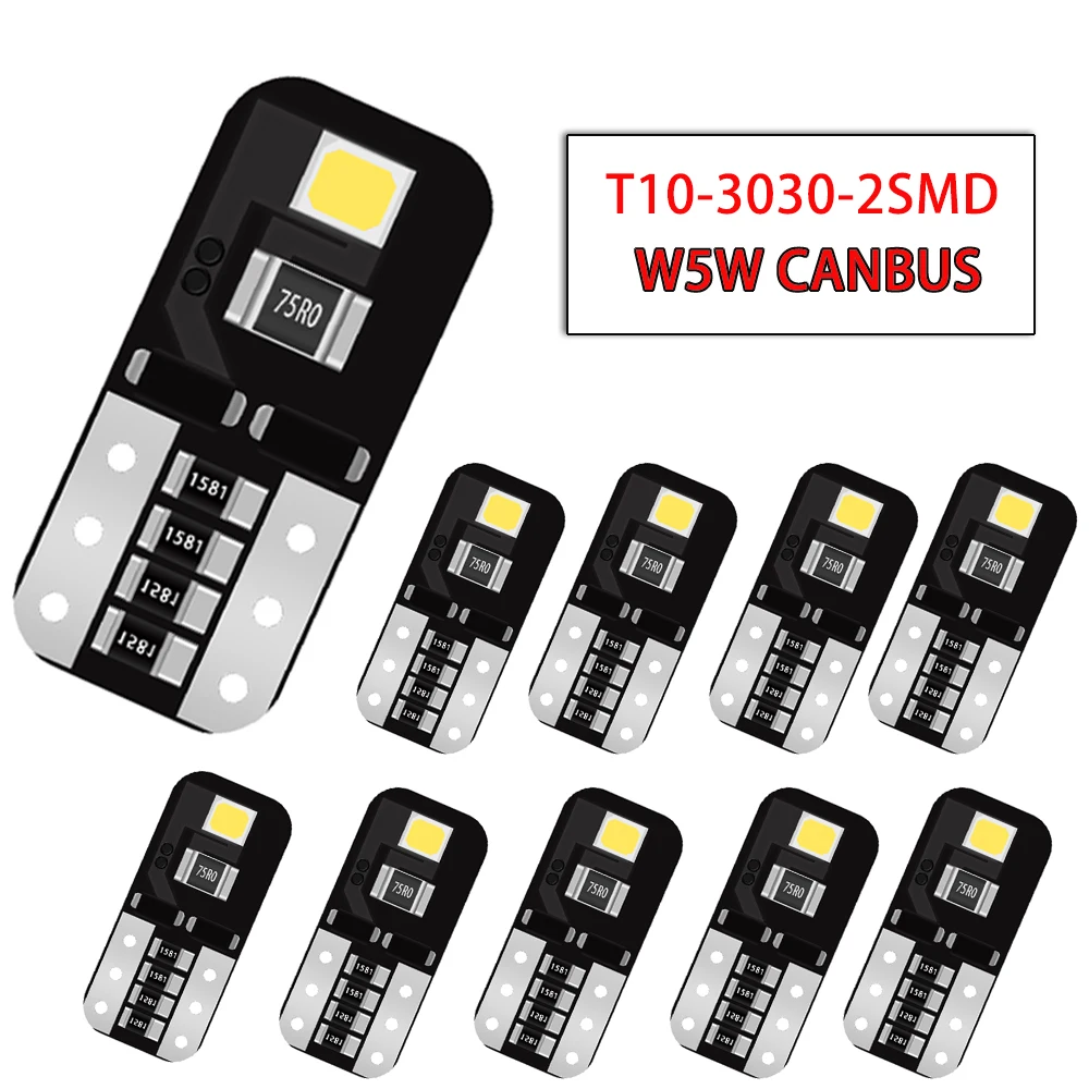 

2/10/50 PCS CANBUS T10 W5W LED Bulb For Car Interior Dome Door Trunk License Plate Lights 12V 2835 2SMD Auto Lights Error Free