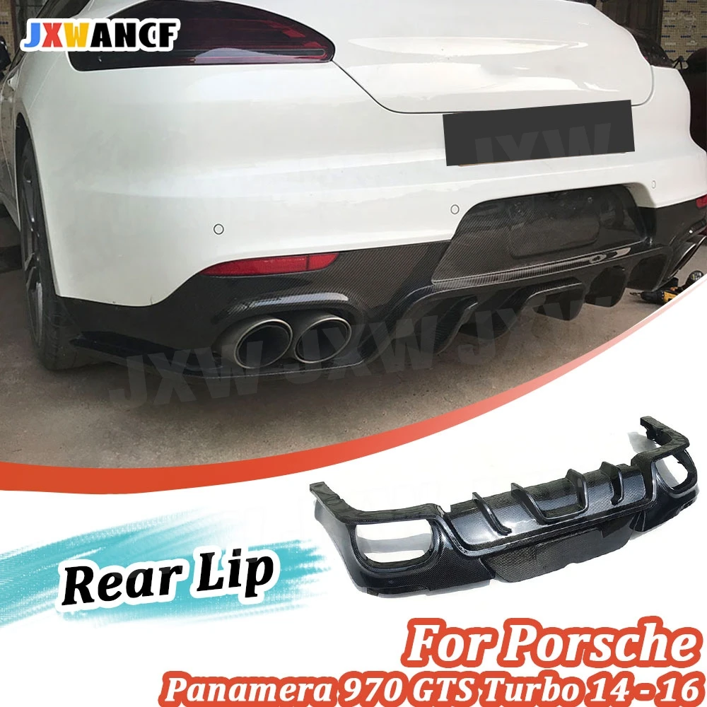 JXWANCF Carbon Fiber Rear Bumper Diffuser Lip For Porsche Panamera 970 GTS Turbo S Hatchback Facelift 2014 - 2016 Rear Diffuser