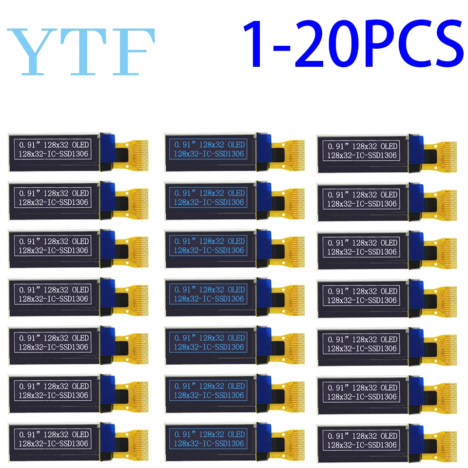 

1-10 шт. 0,91-дюймовый OLED LCD-модуль с сине-белым дисплеем, интерфейс SPI/IIC, матрица 128*32 точки, для самостоятельной сборки