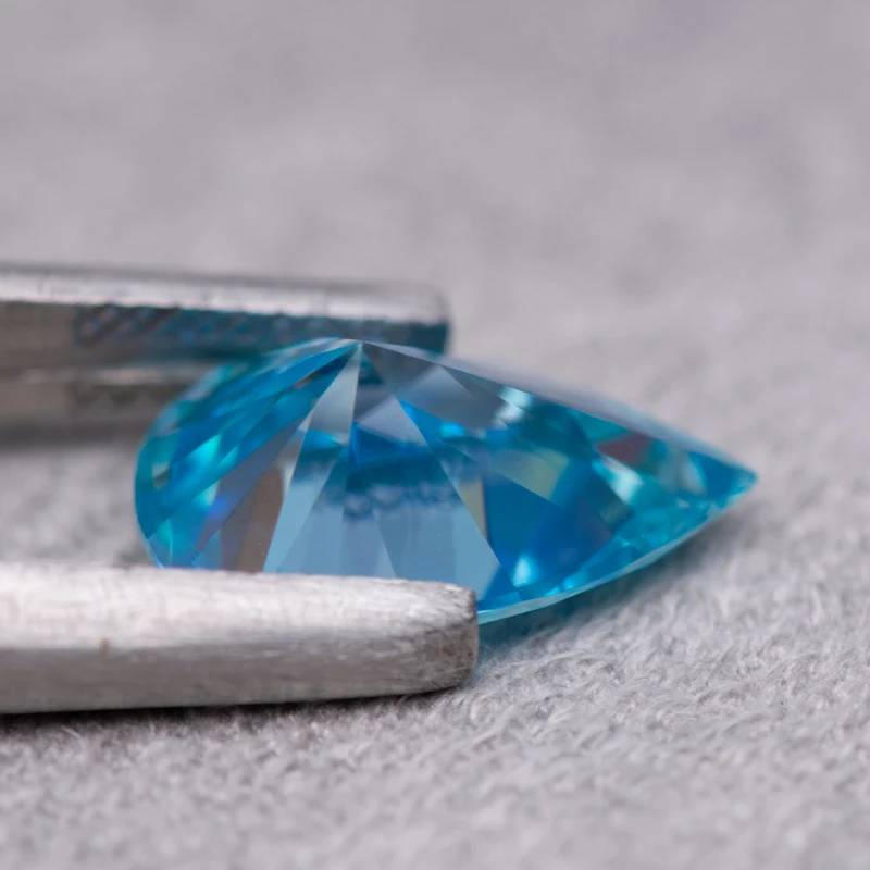 Moissanite Stone Pear Cut  Sea Blue Color DIY  Advanced Extremely Shiny  Charms Jewelry Making Materials with Certificate