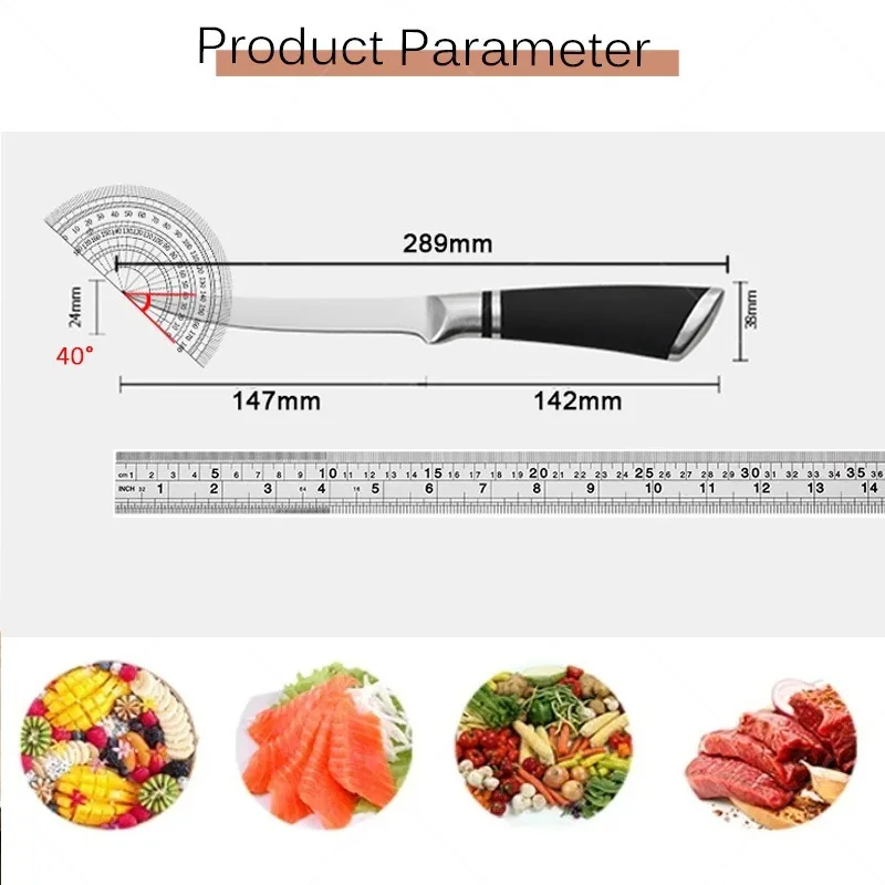 Japanese Chef Sashimi Knife Salmon Cleaver Stainless Steel Butcher\'s Meat Cutting and Boning Knife Household Fruit Slicer