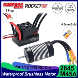 Surpass Hobby Rocket 2845 Waterproof Brushless Motor w/ 45A ESC Combo for 1/12 1/14 RC Car Wltoys 144001 12428 Traxxas Robot