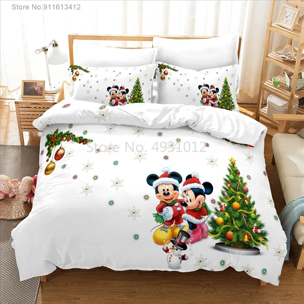 Christmas Gifts Disney Bedding Sets Mickey Minnie Mouse Princess 3D Print Duvet Cover Cartoon Quilt for Bedroom Decor Bedclothes