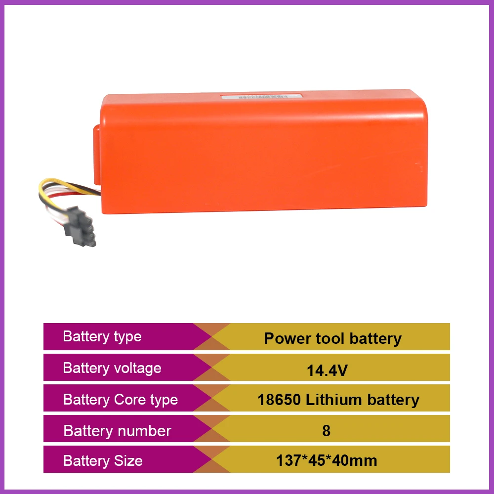 

For Xiaomi Mijia 1C Samsung14.4V 7.0Ah 7000mah P1904-4S2P Battery-orange STYTJ01ZHM Robot Vacuum Mop Cleaner Accessories battery