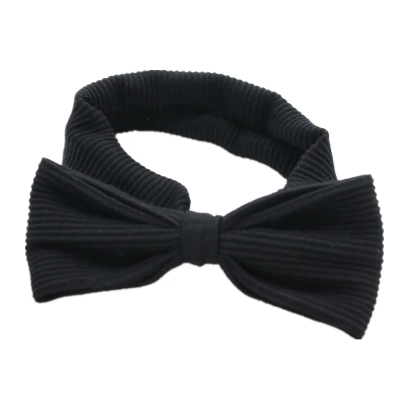 

winter new style ribbed baby bands with bows pompom black and white kids hair accessories