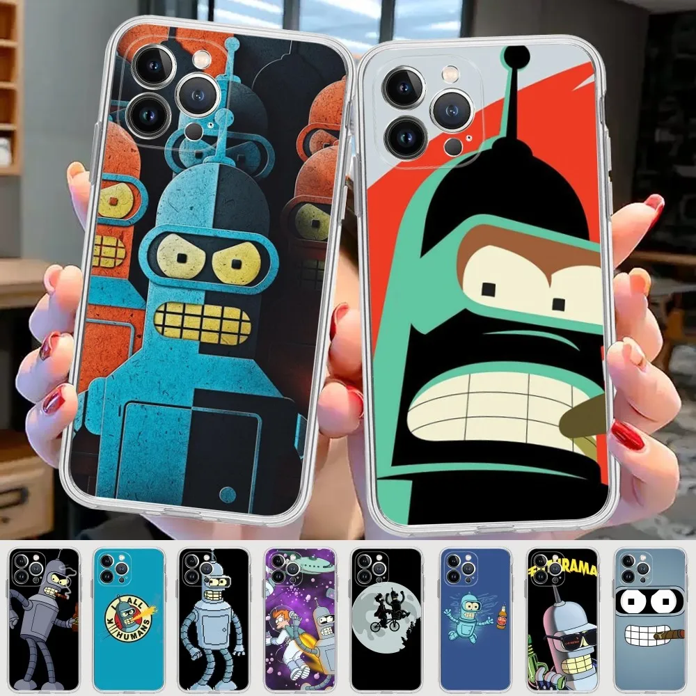 Funny  Futuramas Robot Bender Phone Case for iPhone 15 8 7 6 6S Plus X SE 2020 XR XS 14 11 12 13 Mini Pro Max Mobile Case