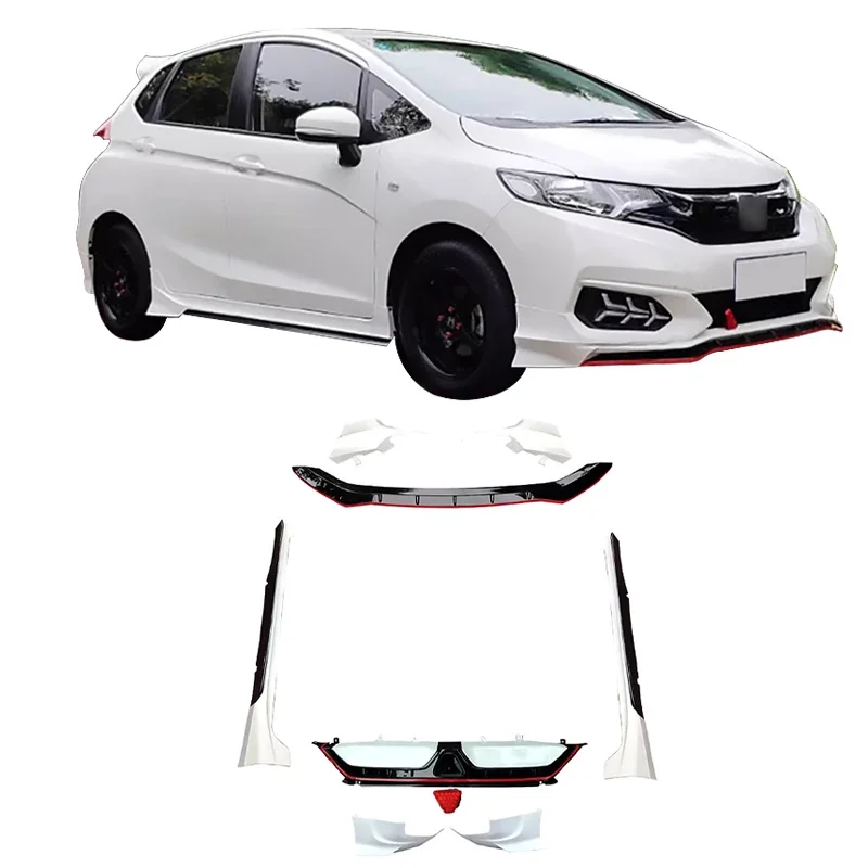 For Honda Fit 2018 2019 2020 Front Lip Rear Lip Side Skirts ABS Plastic Car Bumper Car Bodykit Auto Parts Diffuser Splitter