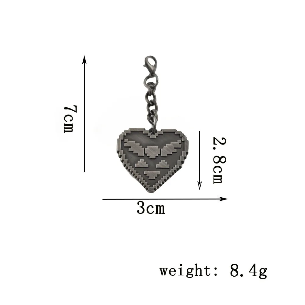 Deltarune Pixel Heart Double Sided Metal Keychain Retro Game Pendant Backpack Charm Video Game Fans Collectible Jewelry Gift