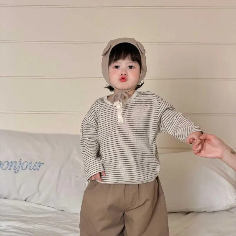 2026 Spring New Baby Long Sleeve T Shirts Infant Boys Cotton Striped Tops Girls Casual Bottoming Shirts Toddler Clothes