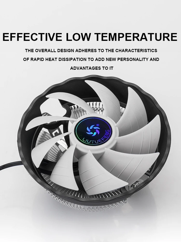 Kipas Casing PC 1800RPM Senyap Lampu LED RGB Radiator Laptop Pendingin CPU Kipas Tenang