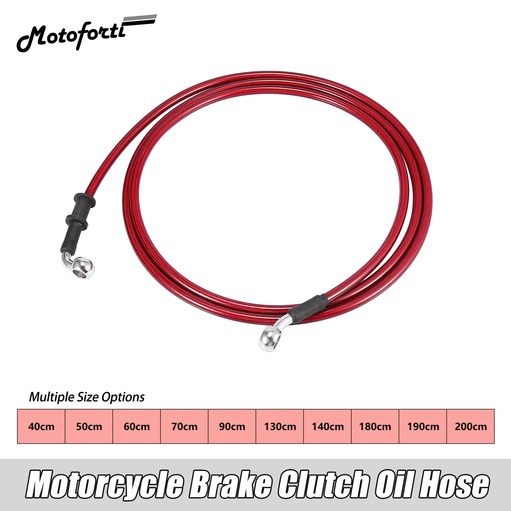 Motoforti Uniwersalny Przewód Hamulcowy Sprzęgła Motocyklowego 40/50/60/70/110/130/140/180/190/200cm Hydrauliczny Ze Stali Nierdzewnej