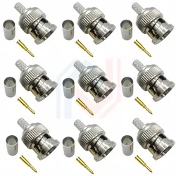 1/5Pcs/lot BNC Male RF Connector Plug Crimp For RG58 LMR195 Cable Straight Nickelplated 50Ohm Wholesale