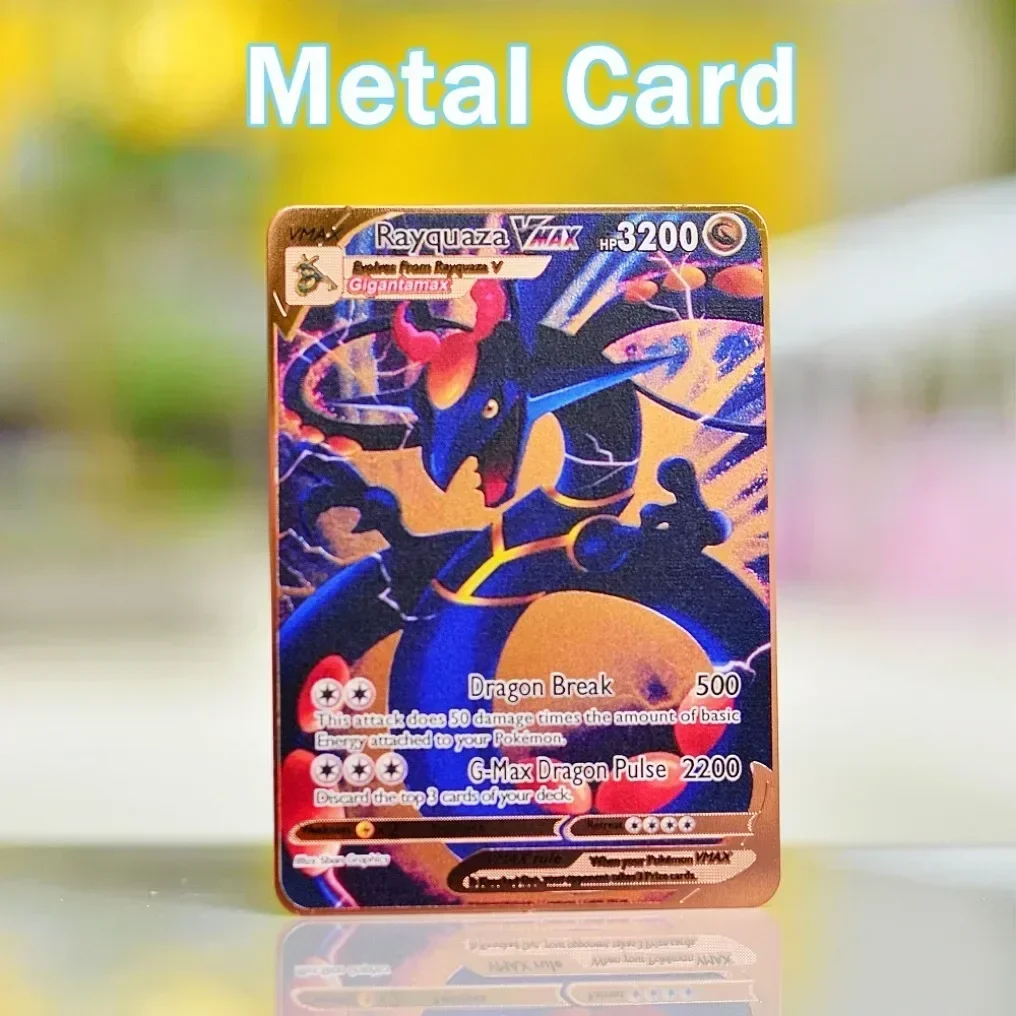 Metal Pokémon Letters Pokemon Card Blastoise Vmax Charizard Pikachu Mewtwo Vstar Anime Games Cards Golden Iron Letter Kids Toys