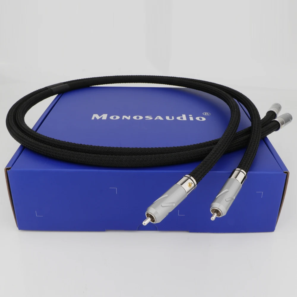 Monosaudio PS75 Pure Silver RCA Signal Cable Audio Eextend Interconnect Wire With Rhodium Plated A20R RCA Plug