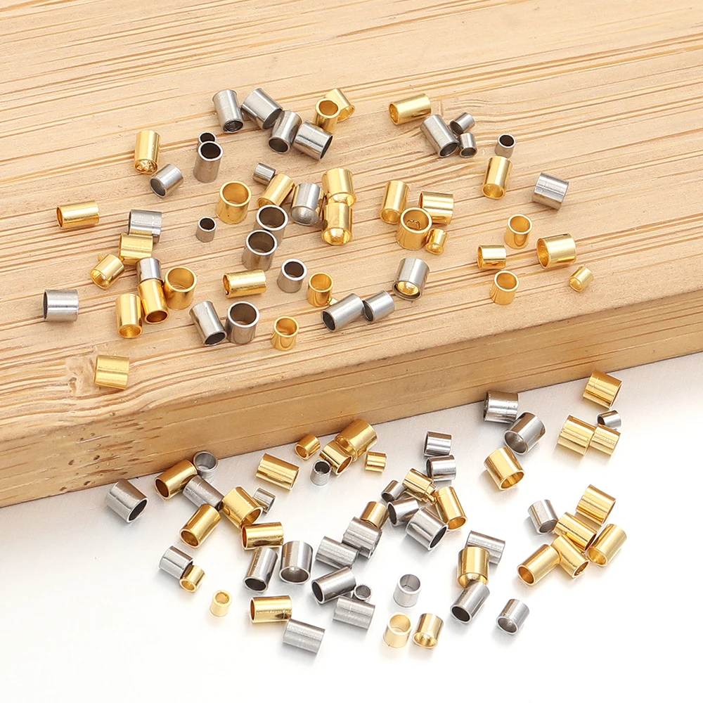 50/100 قطعة مواسير الصلب غير القابل للصدأ خزر عازل تجعيد نهاية تحديد المواقع الخرز DIY بها بنفسك صنع المجوهرات أساور إكسسوارات عقد