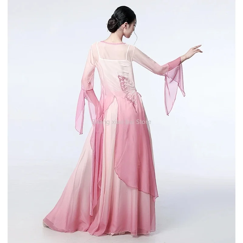 Classical Dance Costume Women's Floating Practice Clothes Chiffon Gauze Chinese Dance Fan Performance Clothes Modern hanfu