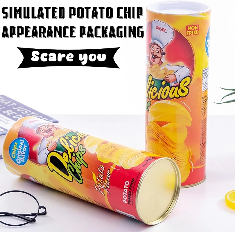 Prank Potato Chip Can Snake Pranks Jump Scary Shock Snake Trick Fun Surprise Joke Prank Trick Toy for Kids Christmas Funny Gift