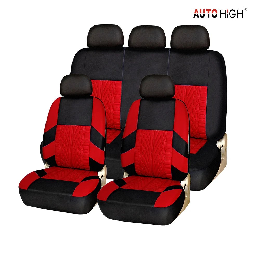 AUTO HIGH Embroidery Car Seat Covers Set Polyester Universal Fit Most Cars Truck SUV Van Front Rear Protector