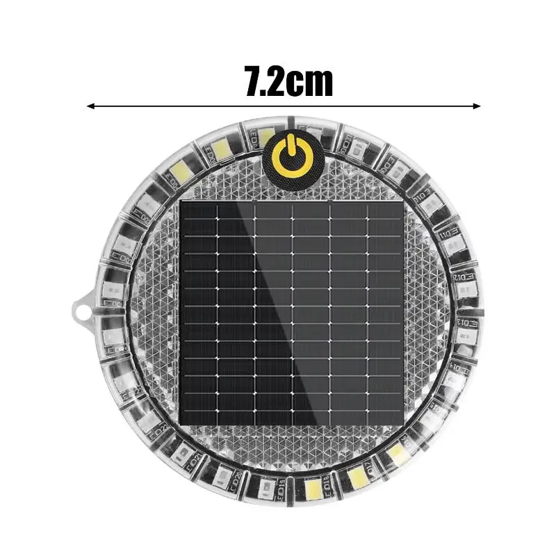 Solar Car Round Warning Light LED Flashlight Indicator: In-Night Caution Strobe Running Lamp All Vehicle